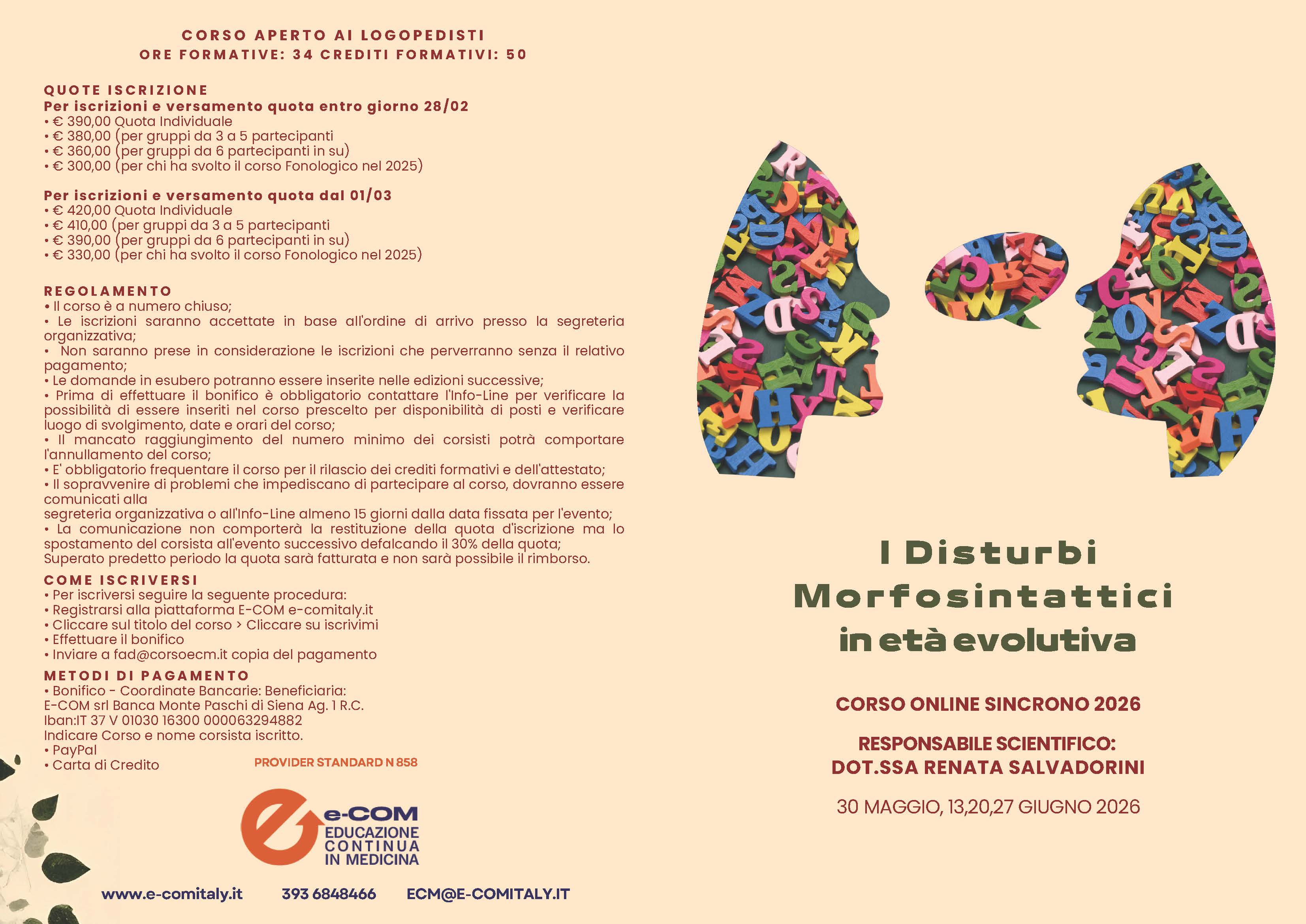 I DISTURBI MORFOSINTATTICI IN ETÀ EVOLUTIVA –  DOT.SSA RENATA SALVADORINI